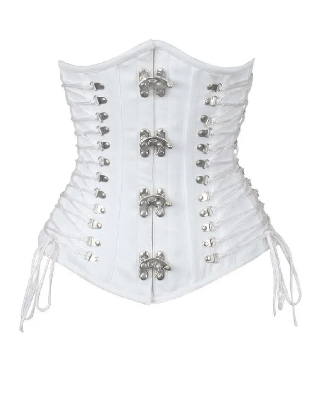 Removable - boning corsets for easy cleaningVashti White Cotton Corset with Criss Cross Removable - boning corsets for easy cleaningVashti White Cotton Corset with Criss Cross