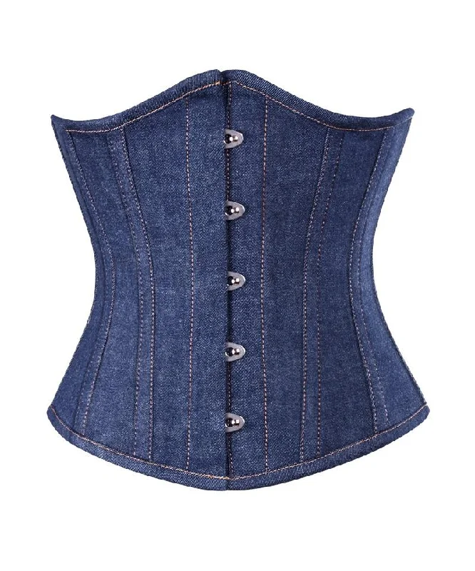 Pastel - colored corsets for a soft and feminine appealNacole Waist Shaper Corset in Denim Pastel - colored corsets for a soft and feminine appealNacole Waist Shaper Corset in Denim