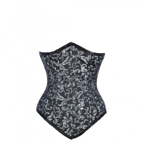 Satin corsets with a shiny and elegant finishWT-UB LONGER SILVER/BLACK BRO-200