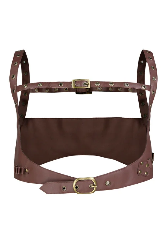 Retro - 1950s corsets with a cinched waistBrown Steampunk Pleather Underbust Harness Retro - 1950s corsets with a cinched waistBrown Steampunk Pleather Underbust Harness