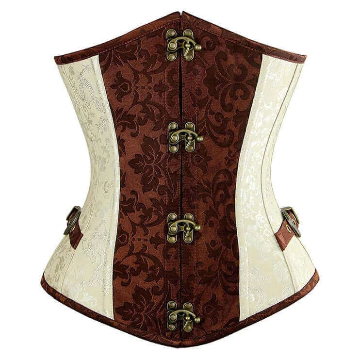 Vintage - style women's bustiers with lace and bowsBrown & Cream Steel-Boned Underbust Vintage - style women's bustiers with lace and bowsBrown & Cream Steel-Boned Underbust