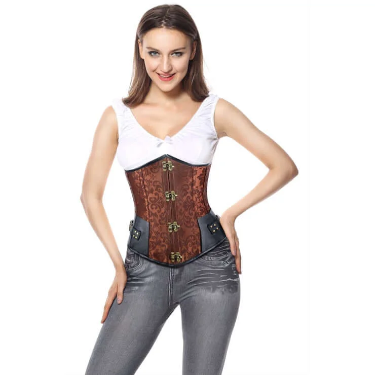 Gothic - inspired bustiers featuring dark colors and studsBrown & Black Steel-Boned Underbust Gothic - inspired bustiers featuring dark colors and studsBrown & Black Steel-Boned Underbust