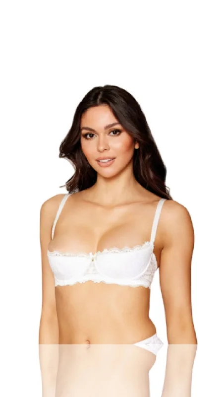 Elegant French Lace Lingerie for Women Stretch Lace Open Cup Bra White