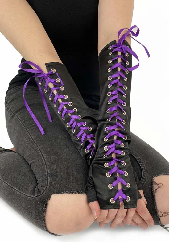 Modern - design corsets with a minimalist aestheticLace Up [Black/Purple] | GLOVES