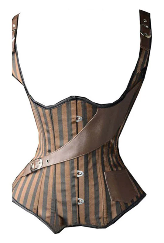 Compression bustiers for a slimming effectBrown & Black Striped Corset Underbust Vest Compression bustiers for a slimming effectBrown & Black Striped Corset Underbust Vest