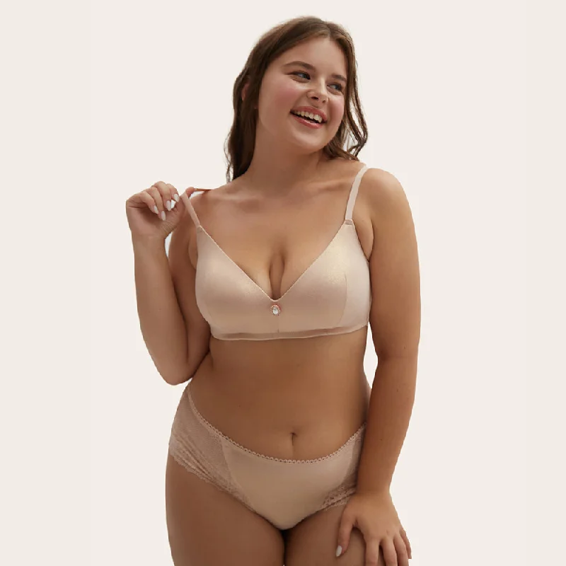 Women's Thermal Lingerie for Cold Weather TEAGAN Plus Shiny Wireless Triangle Bralette Bra