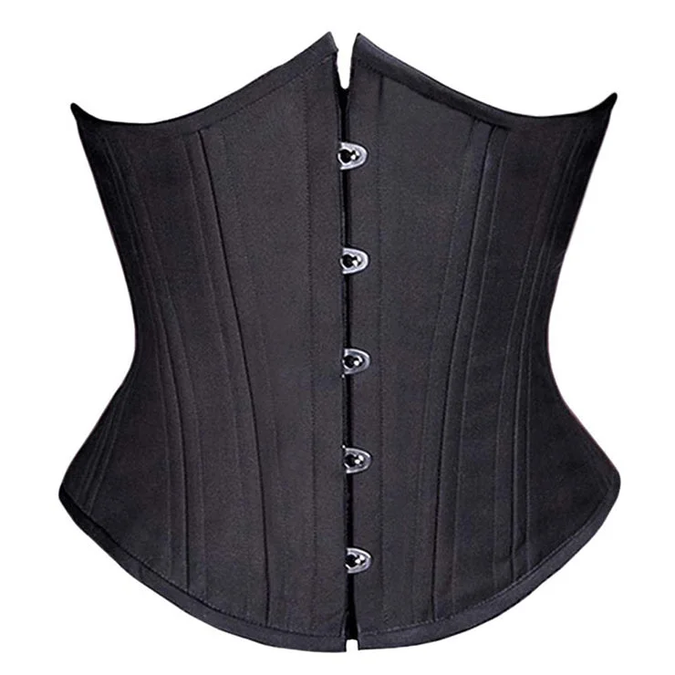 Cotton - blend bustiers for breathabilityPlus size Black Satin Underbust Steel Boned Corset Cotton - blend bustiers for breathabilityPlus size Black Satin Underbust Steel Boned Corset