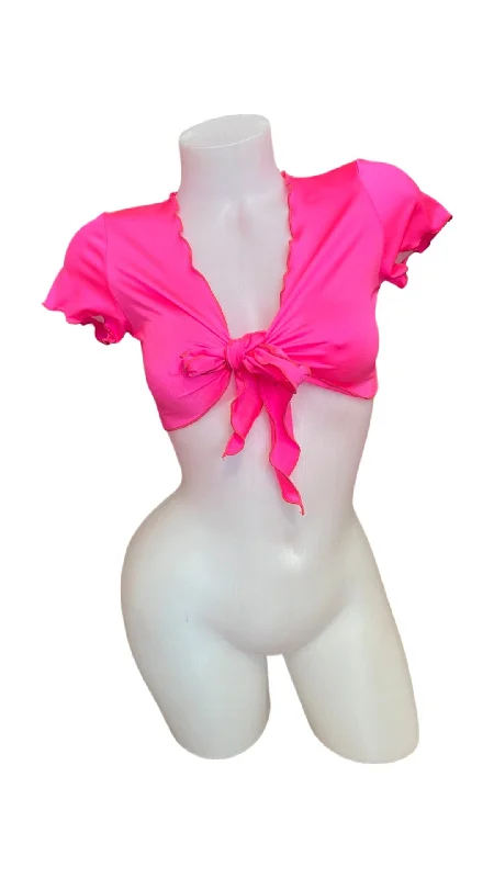 Designer Lingerie Sets for Women Ruffle School Girl Top Neon Pink