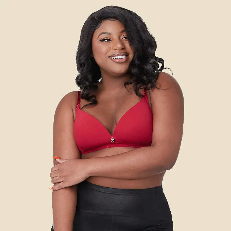 Women's Corset Style Lingerie GIANNA Plus Cotton Red Molded Maternity Nursing Bra