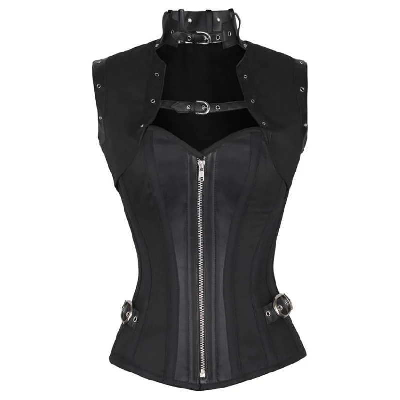 Satin corsets with a shiny and elegant finishNormah Black Steampunk Cotton Corset with Shrug Satin corsets with a shiny and elegant finishNormah Black Steampunk Cotton Corset with Shrug