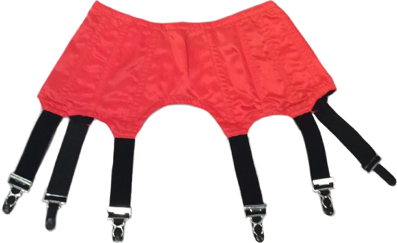 Supportive bustiers for large - busted womenSix Strap Retro Suspender Belt - Red