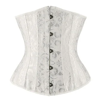 Pastel - colored corsets for a soft and feminine appealAntique White Jacquard Underbust Corset Pastel - colored corsets for a soft and feminine appealAntique White Jacquard Underbust Corset