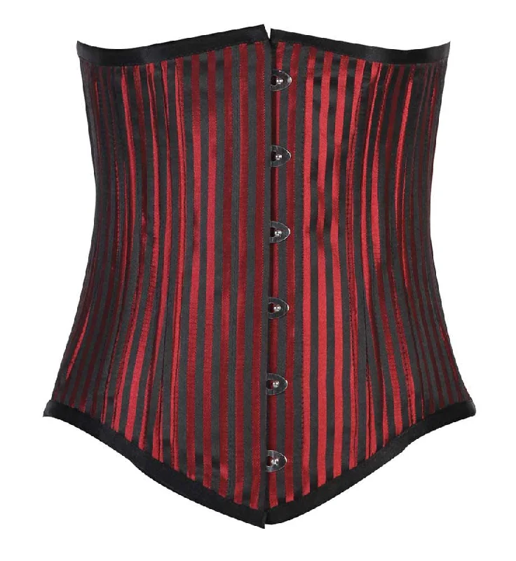 Brocade bustiers with a rich and textured appearanceWT-UB LONGER RED/BLACK STRIPE JACQ