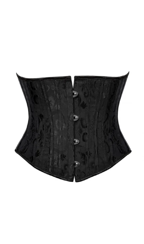 French - style bustiers for a romantic lookShort Steel Boned Black Jacquard Underbust French - style bustiers for a romantic lookShort Steel Boned Black Jacquard Underbust