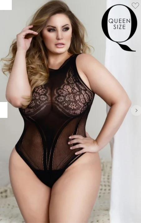 Comfortable Cotton Lingerie for Women Plus Size Back Corsette Teddy Black