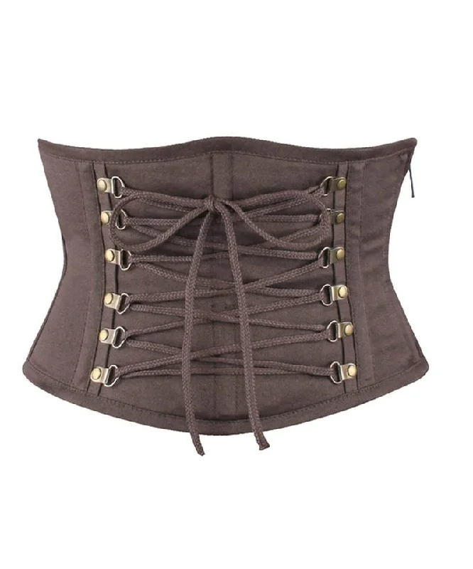 Cotton - blend bustiers for breathabilityEmiliano Gothic Brown Cotton Underbust Corset Cotton - blend bustiers for breathabilityEmiliano Gothic Brown Cotton Underbust Corset