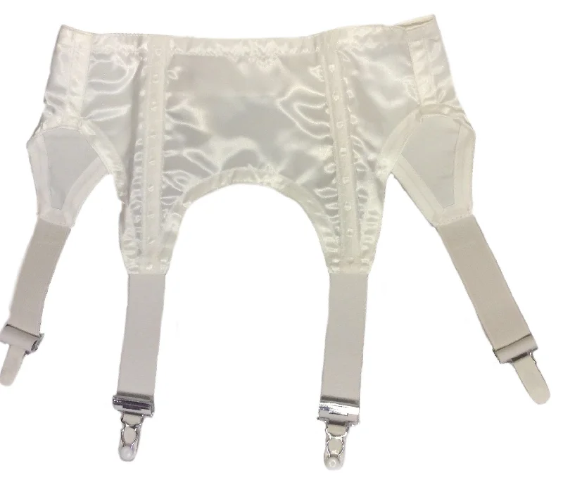 Geometric - printed bustiers for a modern and trendy lookFour Strap Retro Suspender Belt - White