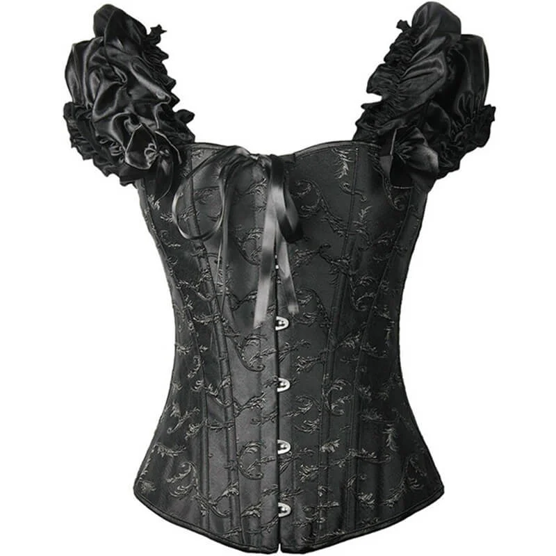 Polka - dot bustiers for a fun and retro appearanceGothic Lace Up Puff Sleeves Corset Polka - dot bustiers for a fun and retro appearanceGothic Lace Up Puff Sleeves Corset