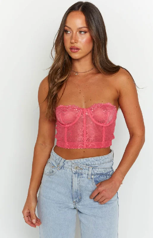 Microfiber corsets for a lightweight optionTiarna Pink Lace Corset Top