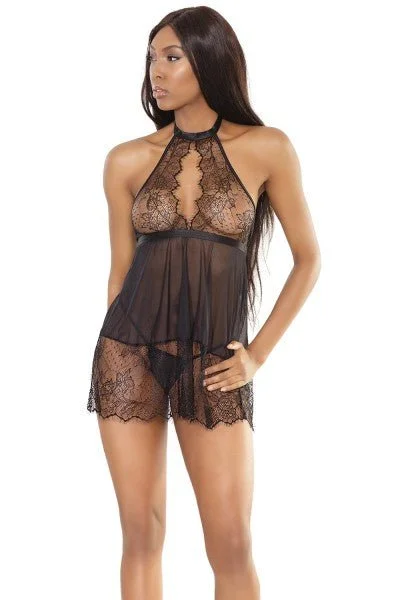 Women's Bridal Lingerie Collection Lace Baby Doll and G-String Set