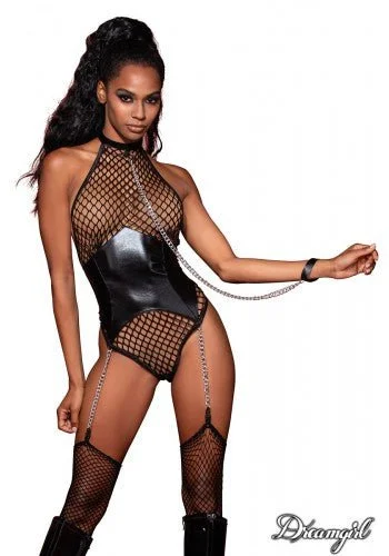 Designer Lingerie Sets for Women Large Net Halter Teddy with Corset Waist