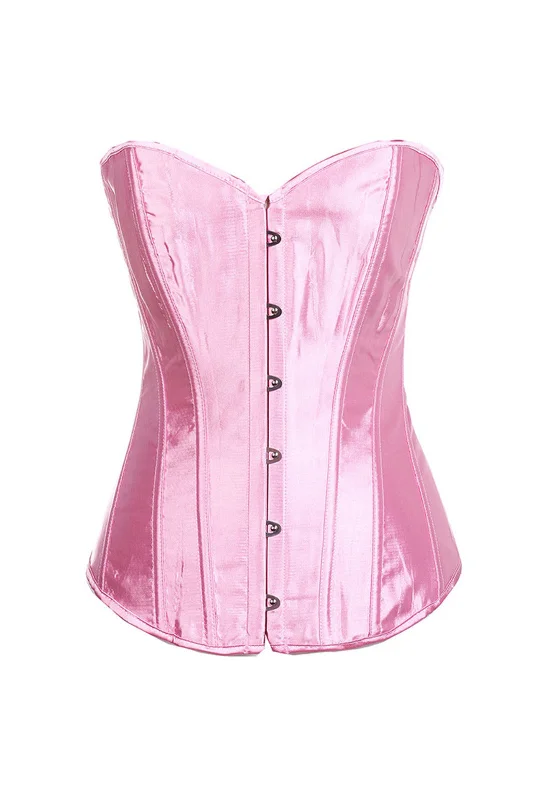 Vintage - style women's bustiers with lace and bowsLight Pink Classic Satin Overbust Corset Vintage - style women's bustiers with lace and bowsLight Pink Classic Satin Overbust Corset