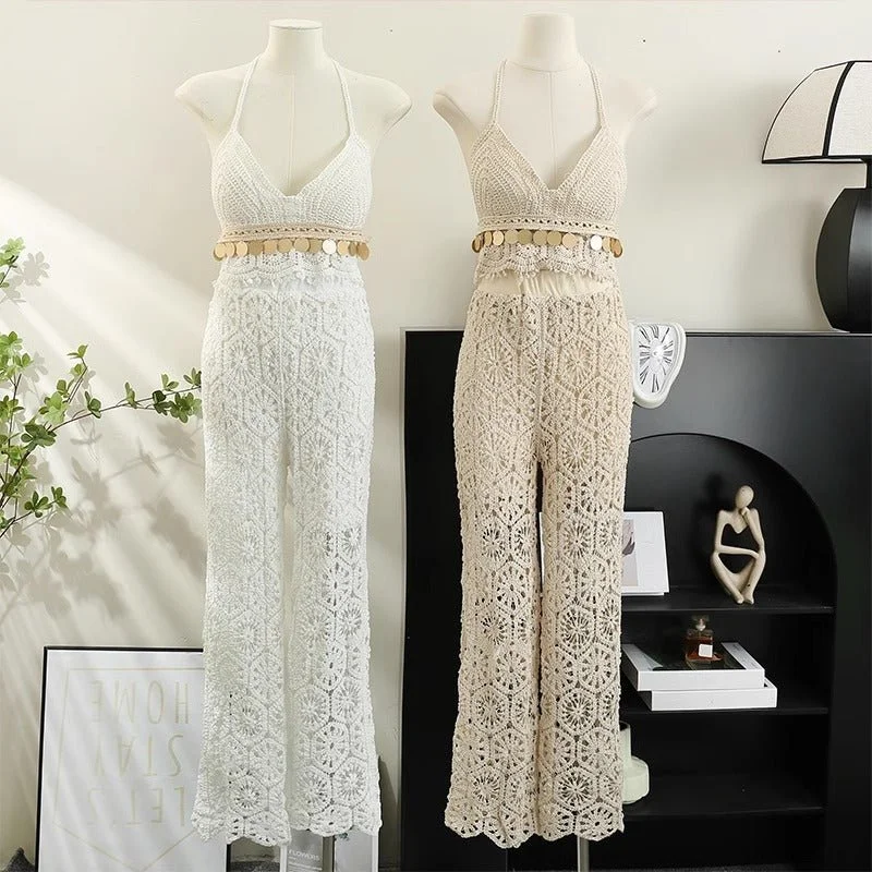 Women's Maternity Lingerie Anya Two Piece Crochet Top Pant Co-ord Set