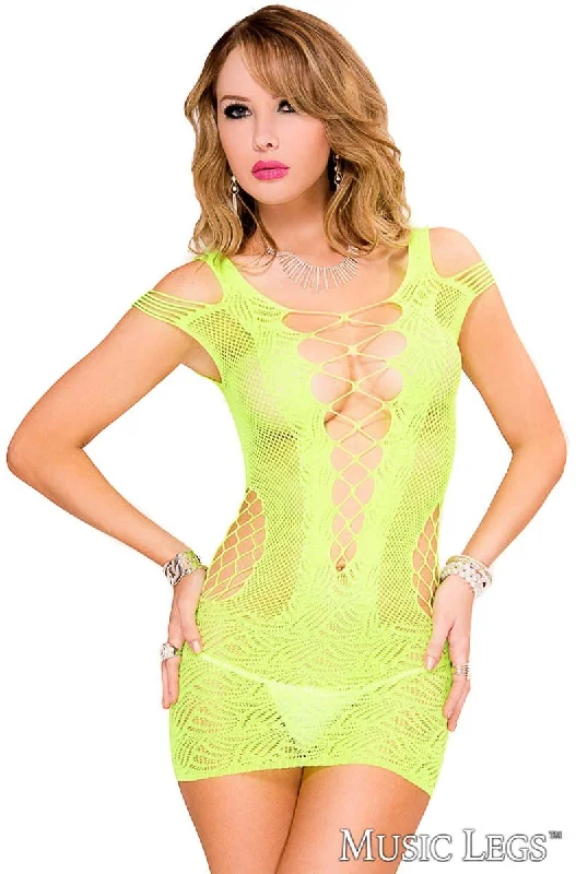 Lingerie Gift Sets for Women Lace and Net with Shredded Strap Mini Green
