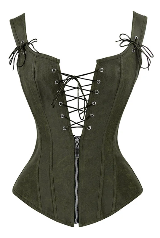 Wedding - style bustiers for bridesmaids or special eventsOlive Strappy Corset With Zip Wedding - style bustiers for bridesmaids or special eventsOlive Strappy Corset With Zip