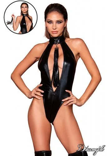Eco-Friendly Organic Lingerie for Women Halter Teddy with Flogger Collar