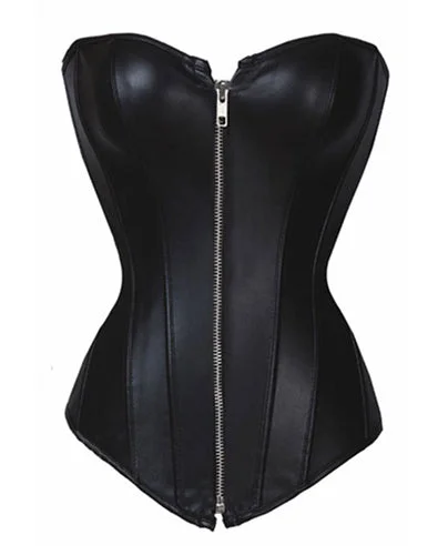 Wedding - style bustiers for bridesmaids or special eventsBlack Pleather Zip Corset