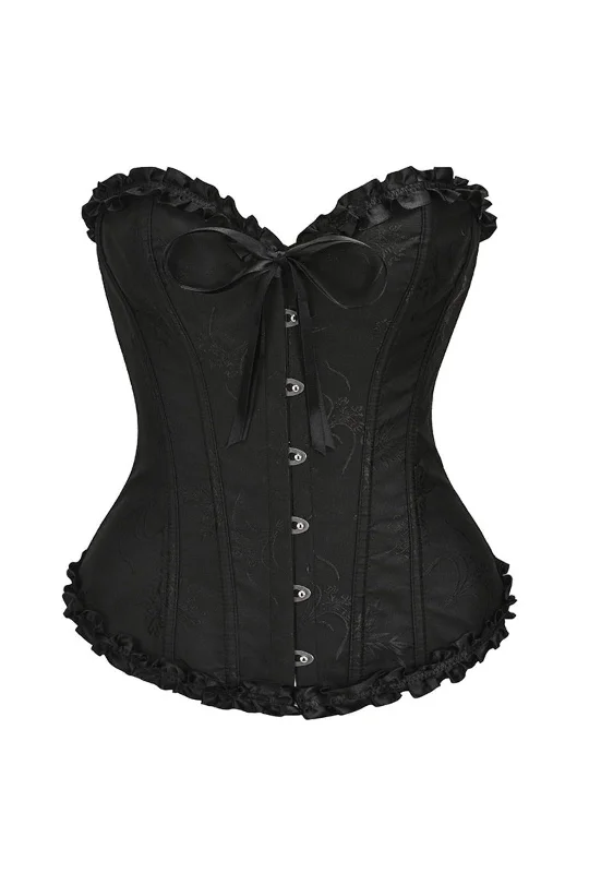 Leather bustiers for a bold and edgy lookBlack Floral Overbust Corset