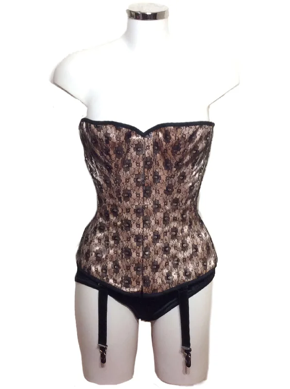 Posture - correcting bustiers for better spinal alignmentLongline Satin Corset with Lace Overlay Posture - correcting bustiers for better spinal alignmentLongline Satin Corset with Lace Overlay