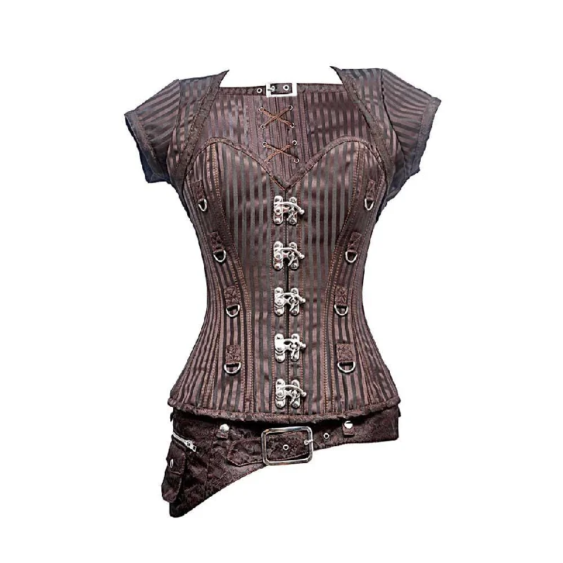 Striped corsets for a preppy and nautical vibeCassandra Steampunk Overbust Corset