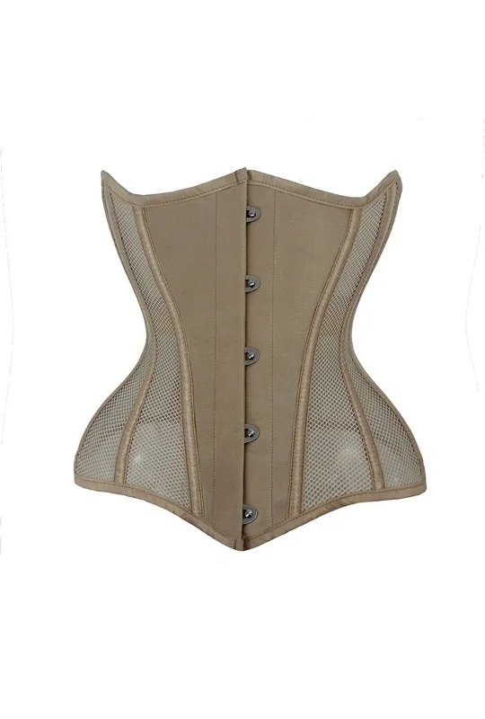 Sports - influenced bustiers with mesh panelsNude Steel Boned Mesh Panel Underbust Corset Sports - influenced bustiers with mesh panelsNude Steel Boned Mesh Panel Underbust Corset