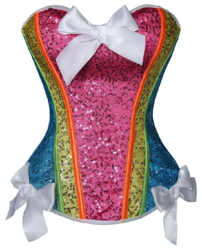 Velvet bustiers for a soft and plush feelRainbow Sequined Corset with Bows