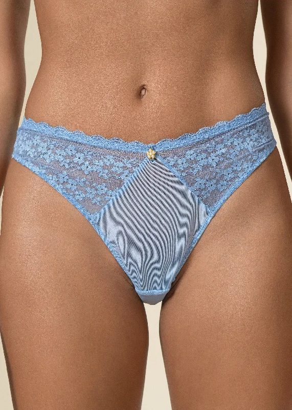 Women's Shapewear Lingerie Sets MOLLY Seductive Floral Lace Blue Tanga Panties