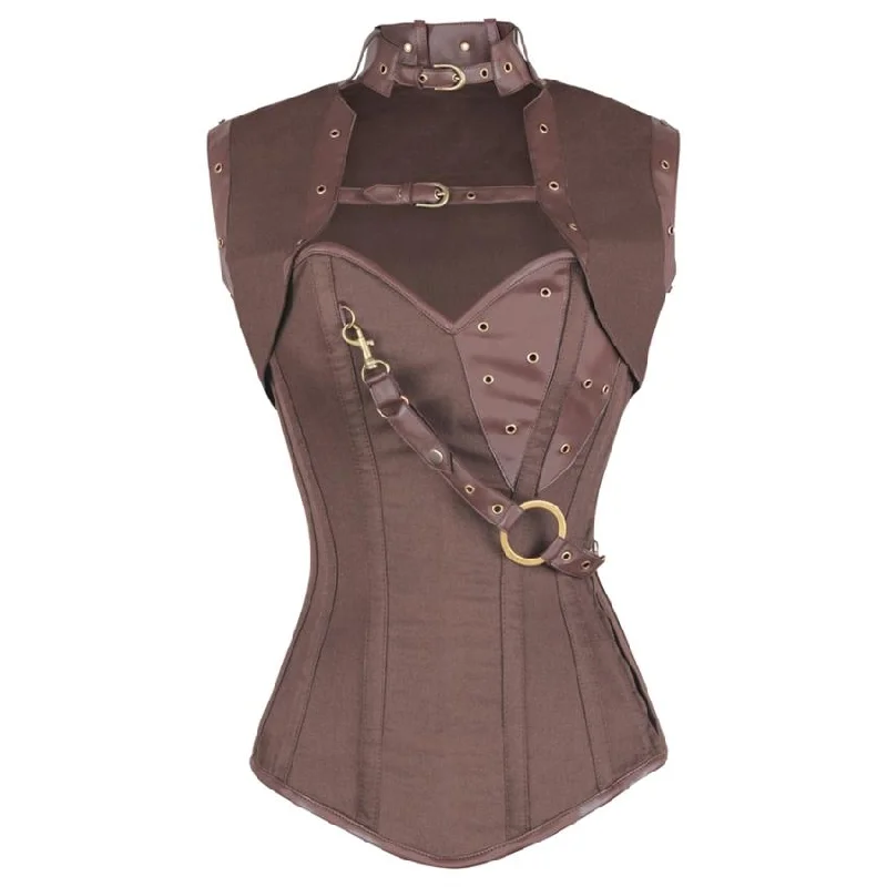 Denim - look corsets for a casual yet stylish twistNiria Steampunk Brown Cotton Corset with Shrug Denim - look corsets for a casual yet stylish twistNiria Steampunk Brown Cotton Corset with Shrug