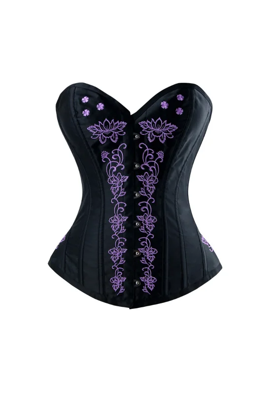 French - style bustiers for a romantic lookBlack Classic Floral Pink Corset