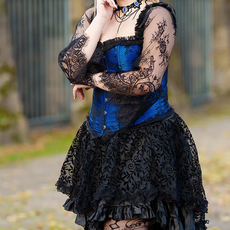 Breathable corsets for all - day wearGothic Ruffled Lace-up Corset Dress Suit