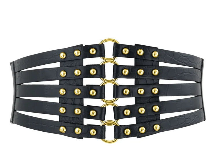 Sports - influenced bustiers with mesh panelsBlack Snakeskin Cincher Belt with Gold Hardware Sports - influenced bustiers with mesh panelsBlack Snakeskin Cincher Belt with Gold Hardware
