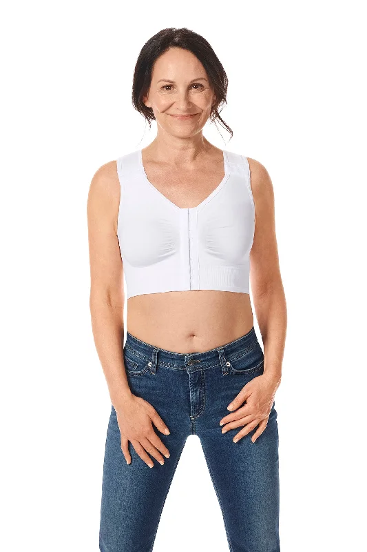 Women's bras with wide shoulder straps for supportAmoena Lymph Flow Long Front Closure Soft Bra Women's bras with wide shoulder straps for supportAmoena Lymph Flow Long Front Closure Soft Bra