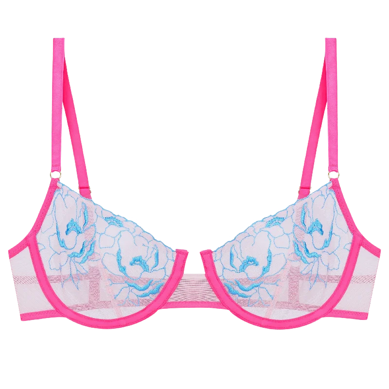 Women's bras with a contoured cup designAudrey Floral Embroidery Underwire Bra