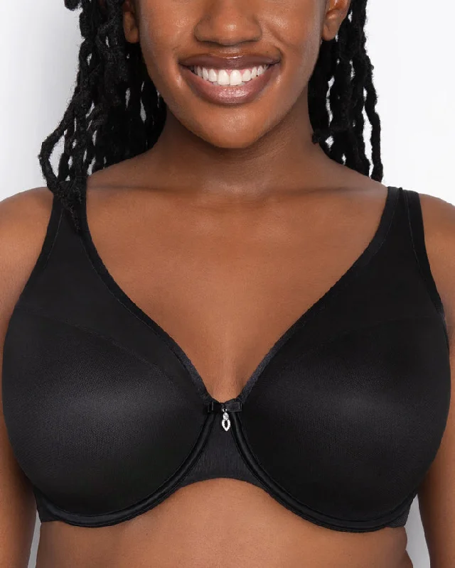 Bra with a lace - trim for an elegant and delicate touch Curvy Couture Sheer Mesh Plunge Underwire Bra (More colors available) - 1310 - Black Bra with a lace - trim for an elegant and delicate touch Curvy Couture Sheer Mesh Plunge Underwire Bra (More colors available) - 1310 - Black
