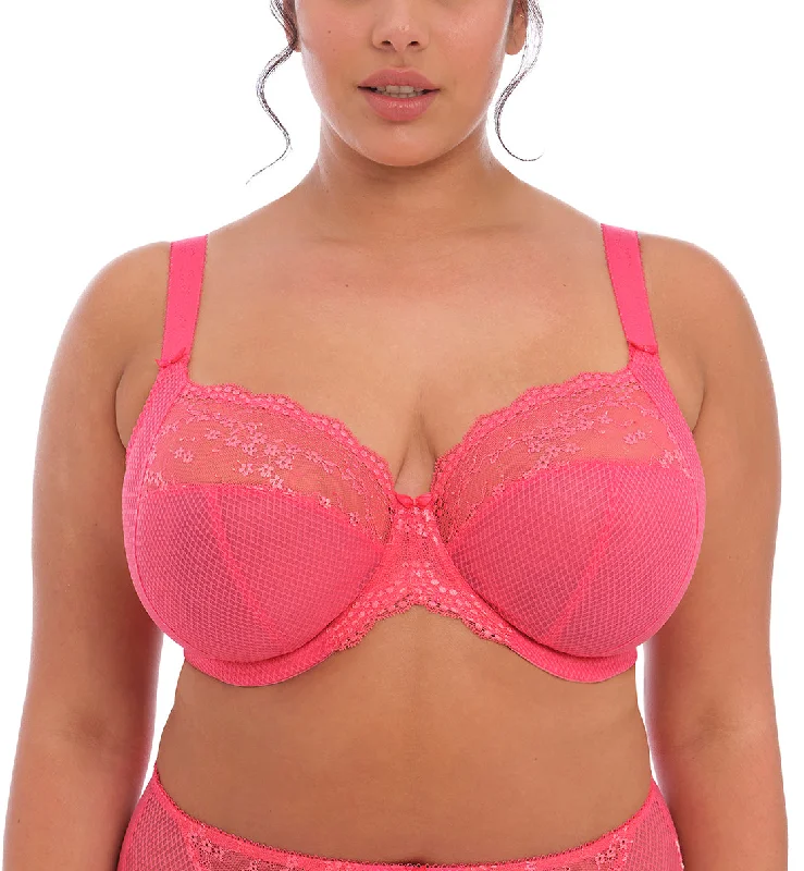 Bra with a nylon - lined cup for stretch and support Elomi Charley Banded Stretch Lace Plunge Underwire Bra (4382) - Honeysuckle Bra with a nylon - lined cup for stretch and support Elomi Charley Banded Stretch Lace Plunge Underwire Bra (4382) - Honeysuckle