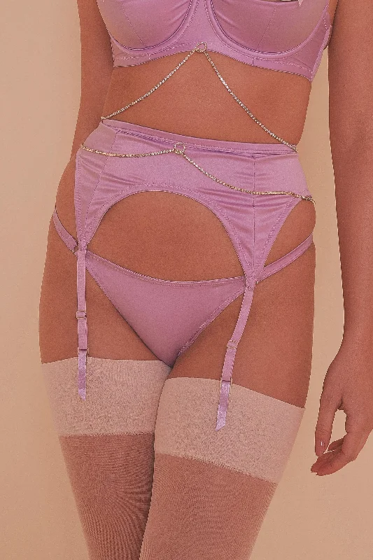 Women's bras featuring a microfiber materialFelicity Hayward Knox Chain Satin Suspender Lilac Women's bras featuring a microfiber materialFelicity Hayward Knox Chain Satin Suspender Lilac