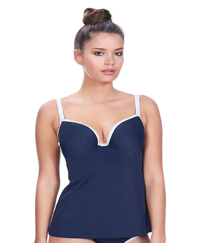 Women's geometric - patterned brasFreya In The Navy Deco Underwire Molded Tankini, Marine Women's geometric - patterned brasFreya In The Navy Deco Underwire Molded Tankini, Marine