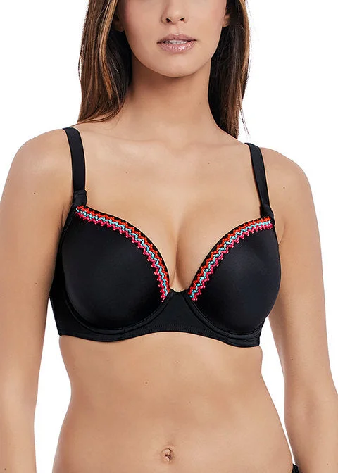 Women's unpadded bras for a natural lookFreya Mariachi Underwire Deco Molded Bikini Top, Black Women's unpadded bras for a natural lookFreya Mariachi Underwire Deco Molded Bikini Top, Black