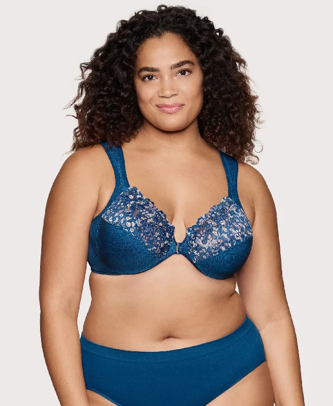 T - shirt bras with a seamless and smooth finish for wearing under T - shirts Front-Closure WonderWire Bra Dark Denim T - shirt bras with a seamless and smooth finish for wearing under T - shirts Front-Closure WonderWire Bra Dark Denim