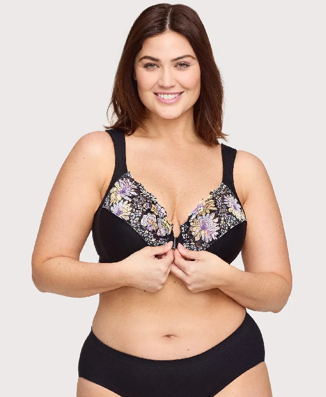 Bra with a seamless cup for a smooth silhouette Front-Closure WonderWire Bra Floral Print Bra with a seamless cup for a smooth silhouette Front-Closure WonderWire Bra Floral Print